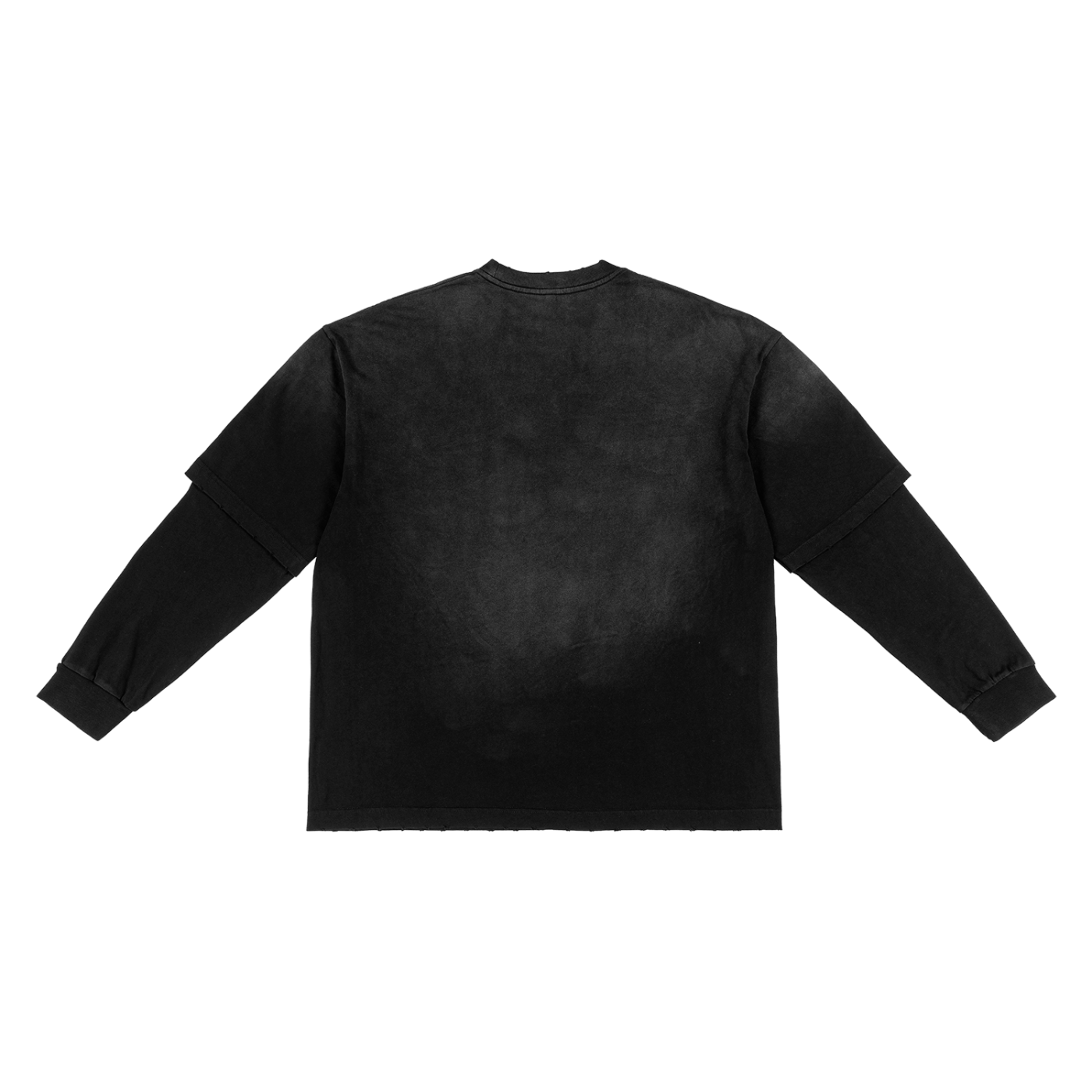 Emergence Frayed Faux Two-Piece Long Sleeve Shirt