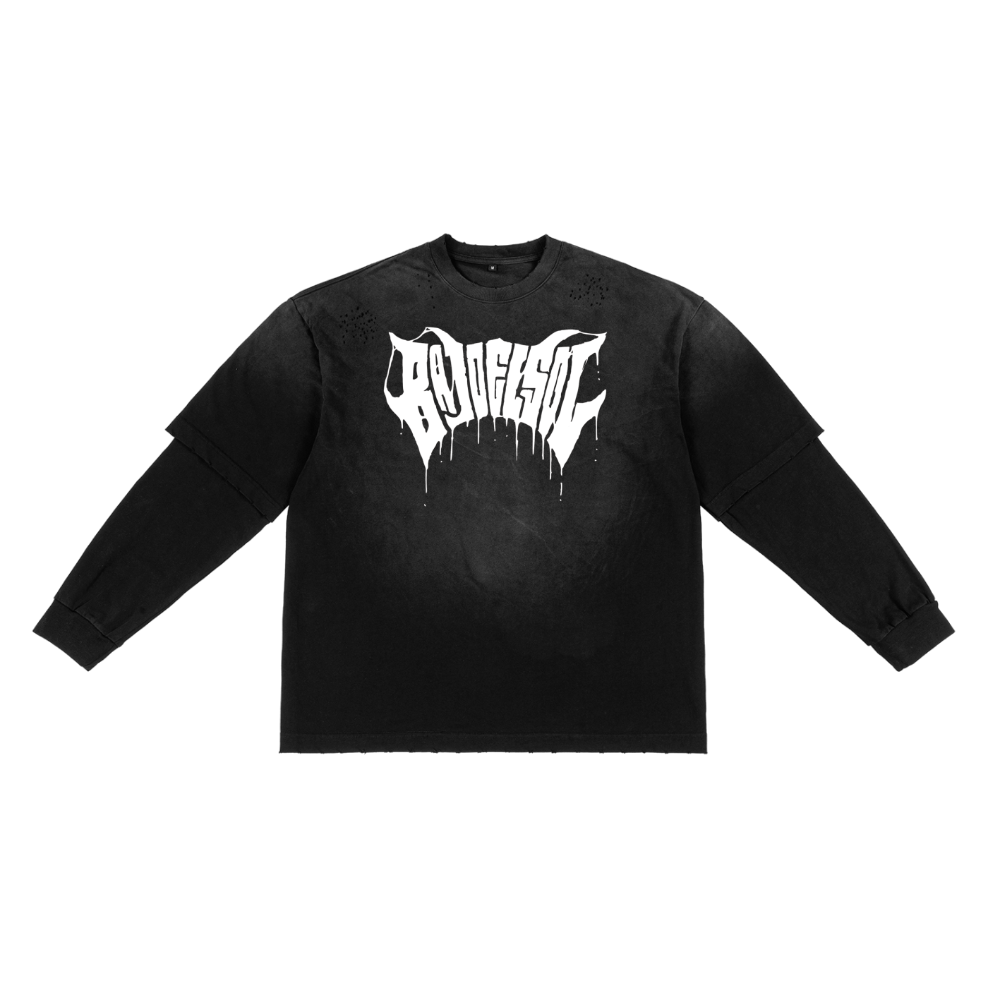 Emergence Frayed Faux Two-Piece Long Sleeve Shirt